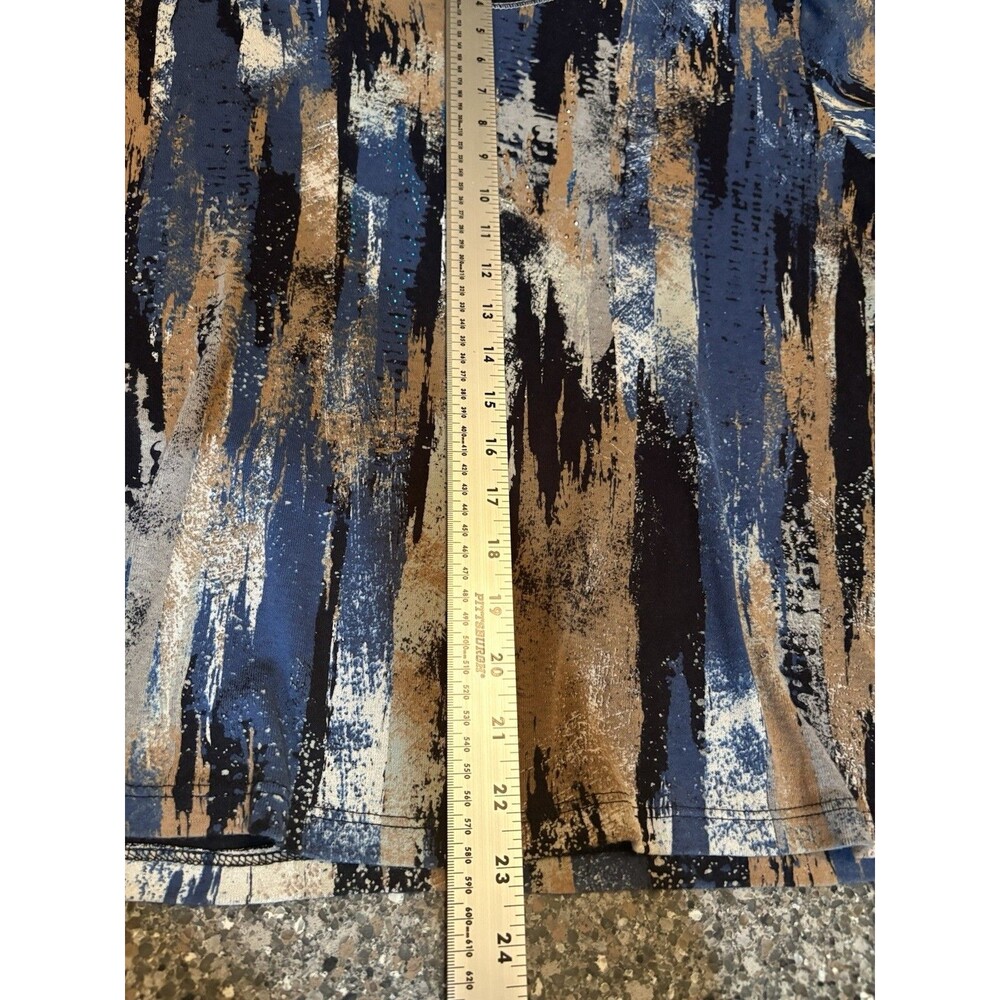 Jess & Jane Abstract Brushstroke Top Artsy Sequin Lagenlook Boho Earthy Size L - Picture 4 of 10